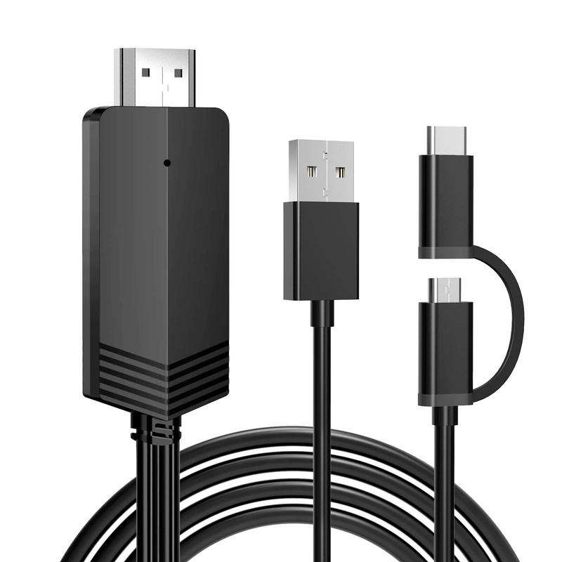 2-in-1 USB Type C Micro USB to HDMI Cable MHL Adapter 1080P for Android Phones T