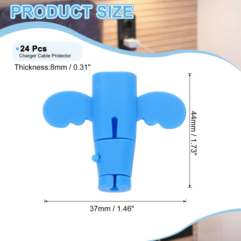 24Pcs Charger Cable Protector, Flexible Cute Wire Cord Saver Organizer, Blue gallery