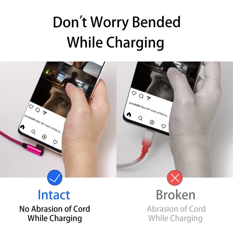 4 Pack 90 Degree 6ft USB C Angle Cord Fast Charging Type C Charger Cable Wire gallery