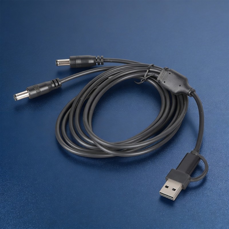 2-Way DC5525 Power Cable With USB Type C Input 5V 3A For Speaker Fan Cameras gallery