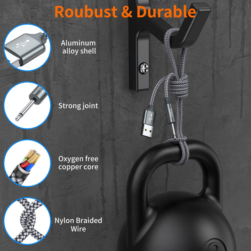 USB Charger Cord 2.5Mm, (2-Pack 3Ft) Replacement DC Charging Cable (Grey) gallery