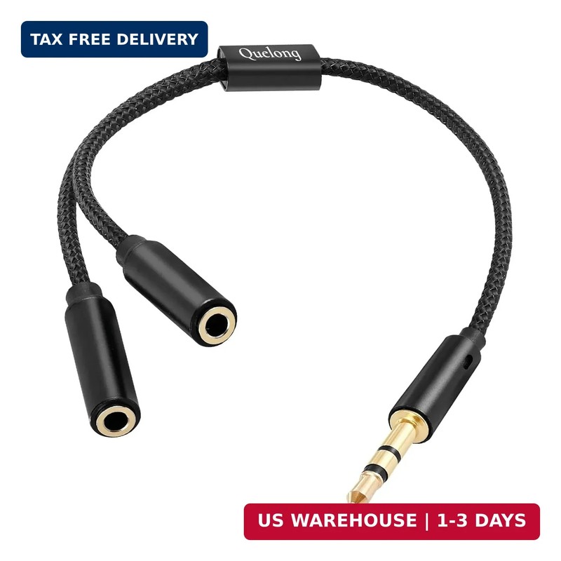 1Pcs Headphone Splitter, Dual Headphone Nylon Braided Extension Cable, Hi-Fi Aud