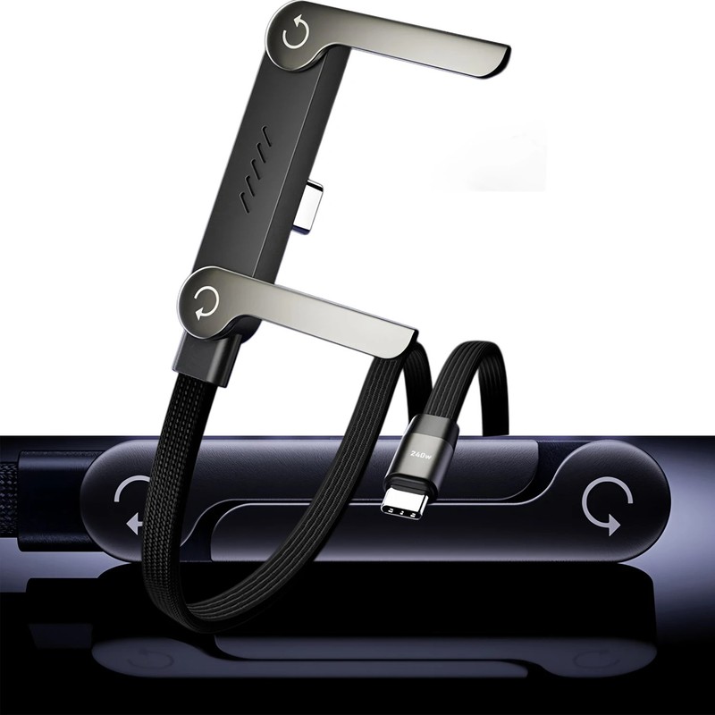 240W PD Fast Charging Wire Type C To USB Type C Cable With Foldable Phone Holder gallery