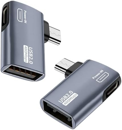 2 Pack 90 Degree OTG Cable Adapter for Fire TV Stick 4K, Grey | Left and Right A