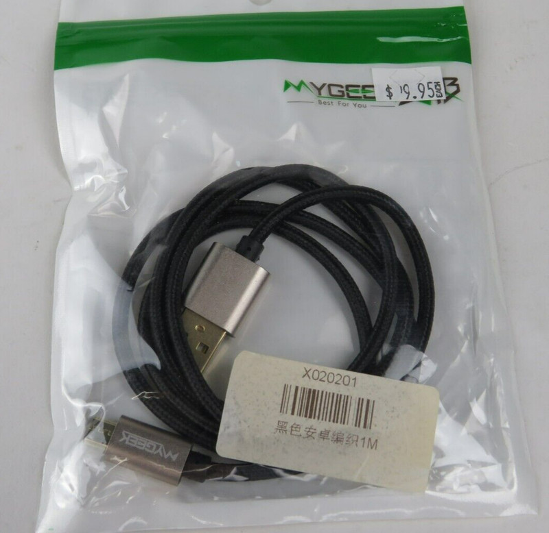 MyGeek Micro USB Cable – Nylon Braided, Black, 3.2ft
