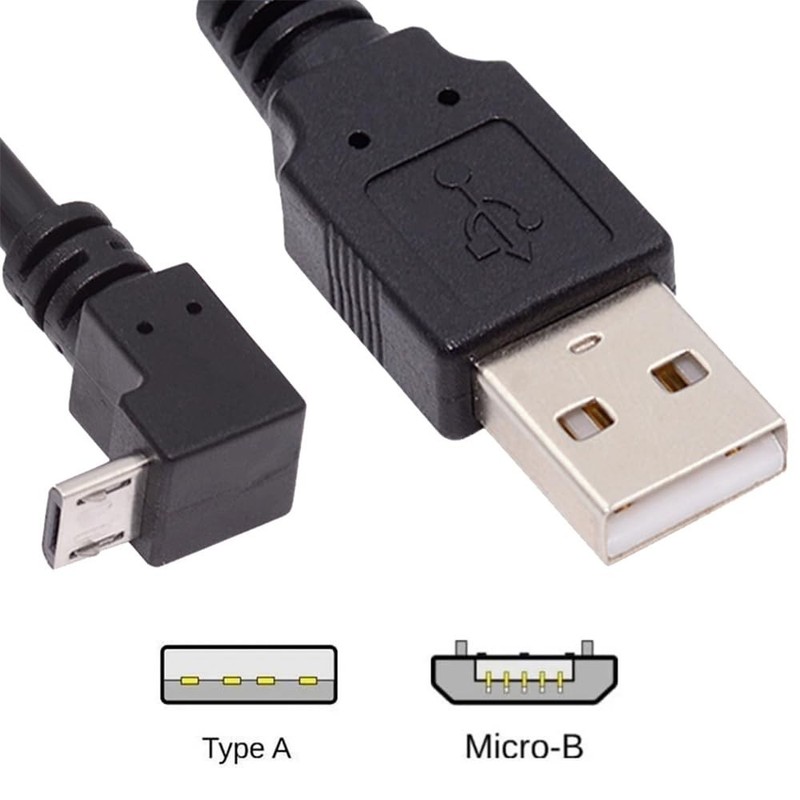 90° Down Angled Micro USB to USB A Data Charge Cable, 10cm, 480Mbps, 5Pin gallery