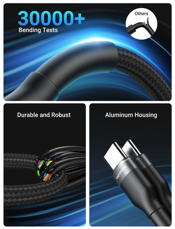60W PD USB C Keychain Cable 6 Inch Nylon Braided Type C Fast Charging 2 Pack gallery