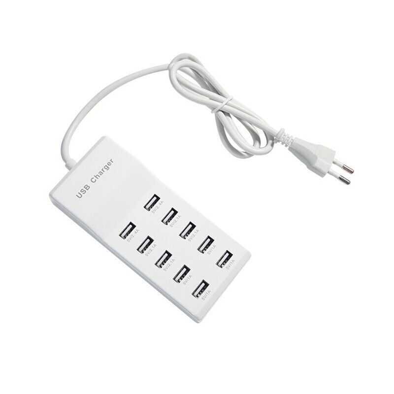 Wall 10 Adapter Plug Tablets 10 Dual Phones Mains USB Port Pin Charger gallery