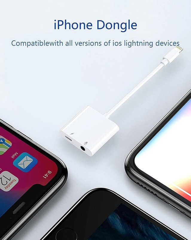 2-Pack 2 in 1 Dual Adapter 3.5mm Headphone & Charger For iPhone XS XR 11 12 14 gallery