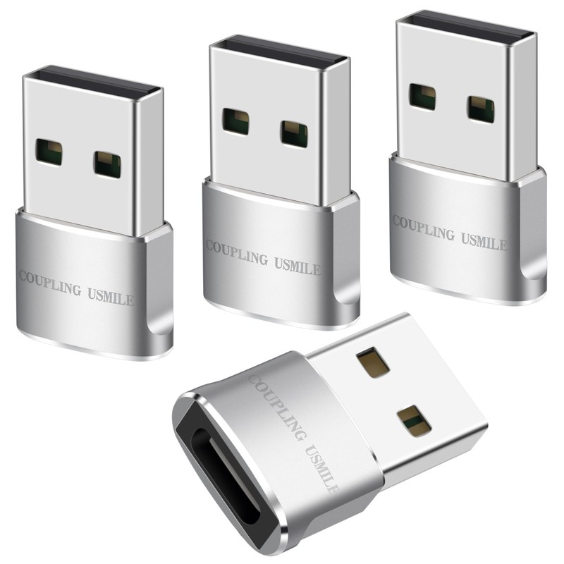 USB to USB C Adapter 4 Packs for iPhone Fast Charging, Transfer and Type C OT…