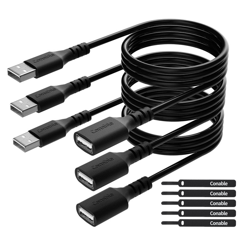 3 Pack USB Extension Cable 10 FT, USB 2.0 Type A Male to Female Extender Cord Ad