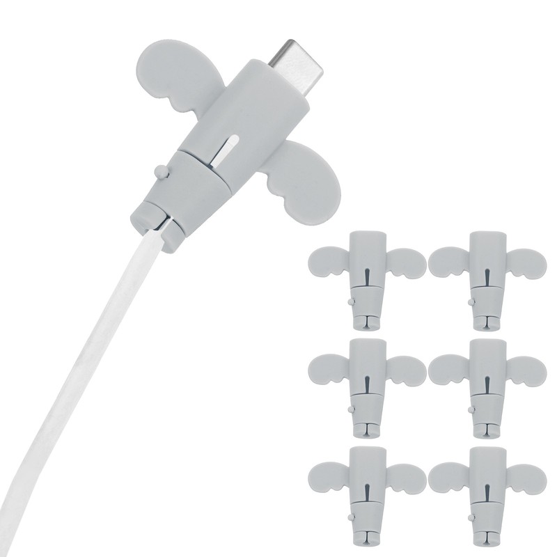 24Pcs Charger Cable Protector Flexible Cute Wire Cord Saver Organizer Gray