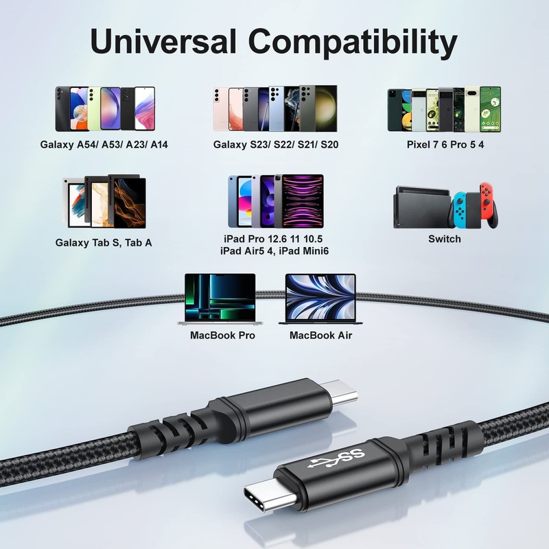 4Pack 1.5ft USB C to USB C Cable, 60W Fast Charging, 5Gbps Data Transfer, Braide gallery