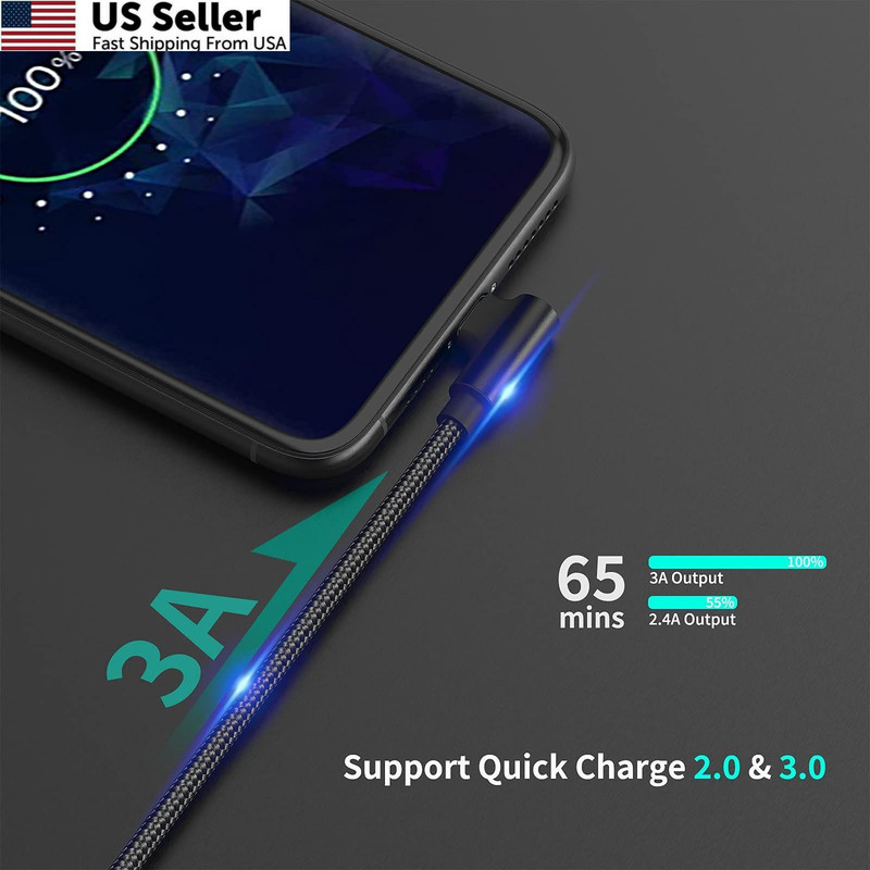 1ft Right Angle USB C Cable Fast Charging, 3 Pack 90 Degree Angled 1FT, USB-C gallery