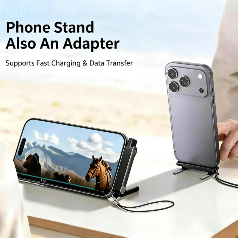 240W 2-In-1 USB C to Type C Fast Charging Foldable Bracket Datacable for Iphone gallery