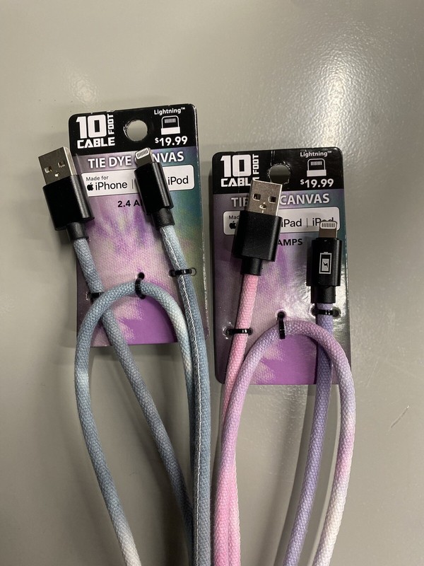 2 Pack 10ft Rapid Charge Tie Dye Canvas Charging Cable for iPhone / iPad / iPod gallery