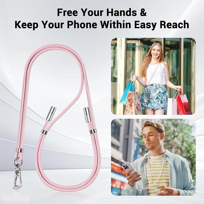 MOSTY 60W 2 in 1 USB-C To USB-C Fast Charger Cable Pink Crossbody Phone Lanyard gallery