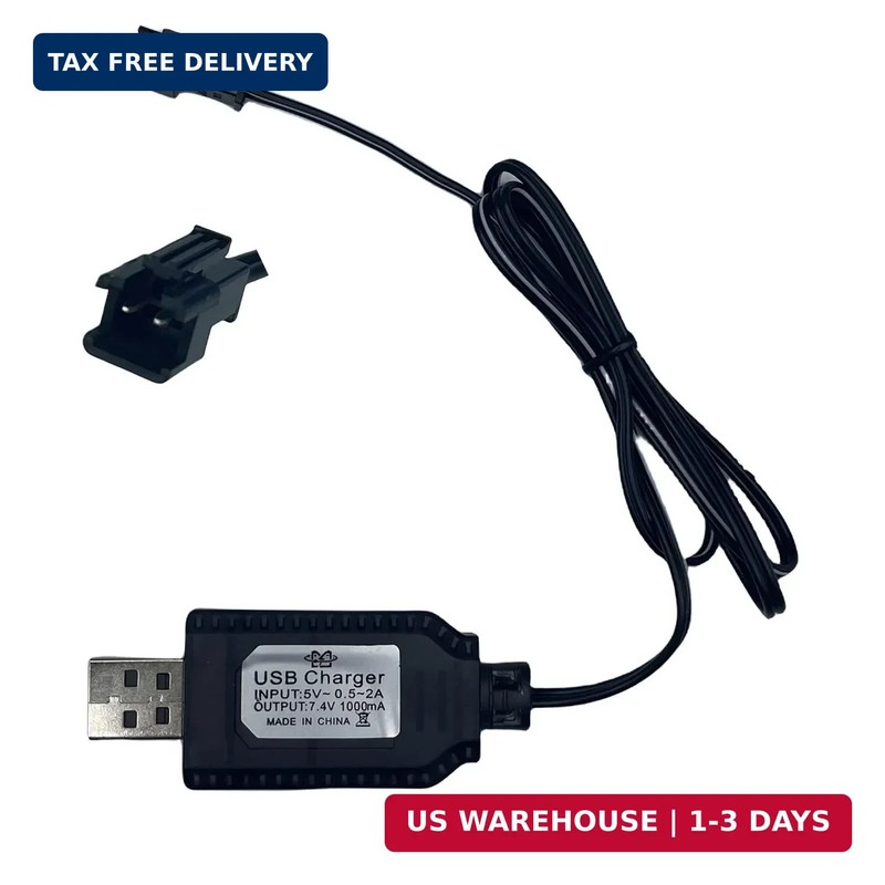 7.4V USB Charger Cable with SM-2PIN Plug Compatible RC Car and Plane for Univers