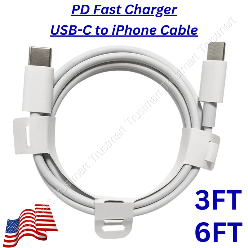 20W USB Type-C Cable PD Fast Charger 3/6ft For iPhone 14 13 12 11 Pro Max 8 iPad