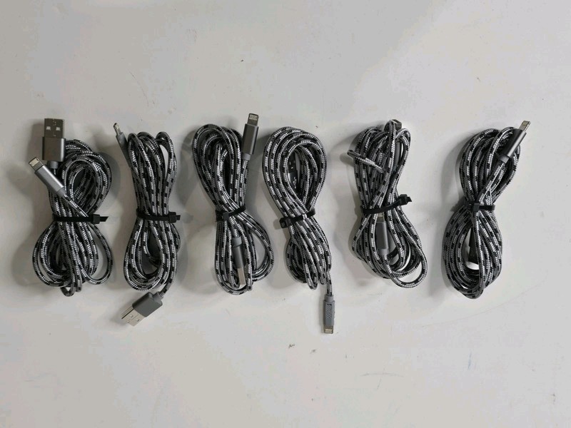 Phone Cable USB For Apple iPhone Charger 6′ 5″ Cable Braided | Long Cable Qty 6x