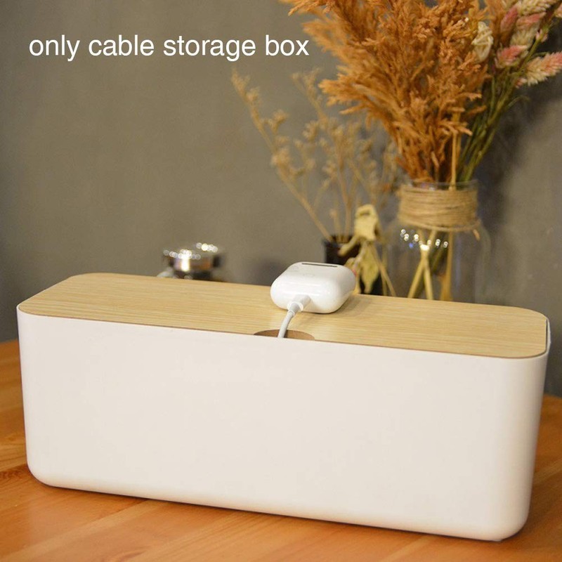 Cable Management Box - Wooden Style Large Cord Organizer to Hide black gallery