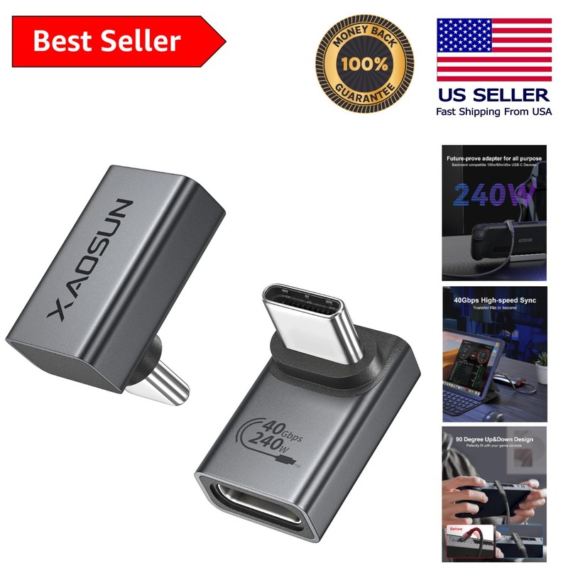 Versatile USB C Right Angle Adapter – 40Gbps Transmission & 8K Output