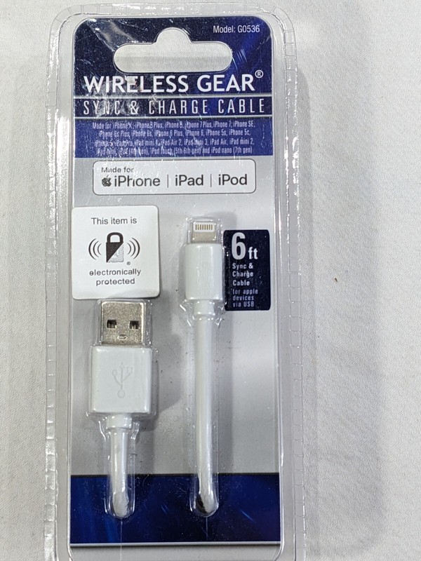 Wireless Gear Sync & Charge Cable~Made for iPhone~6 FT~Black~Brand New Sealed~