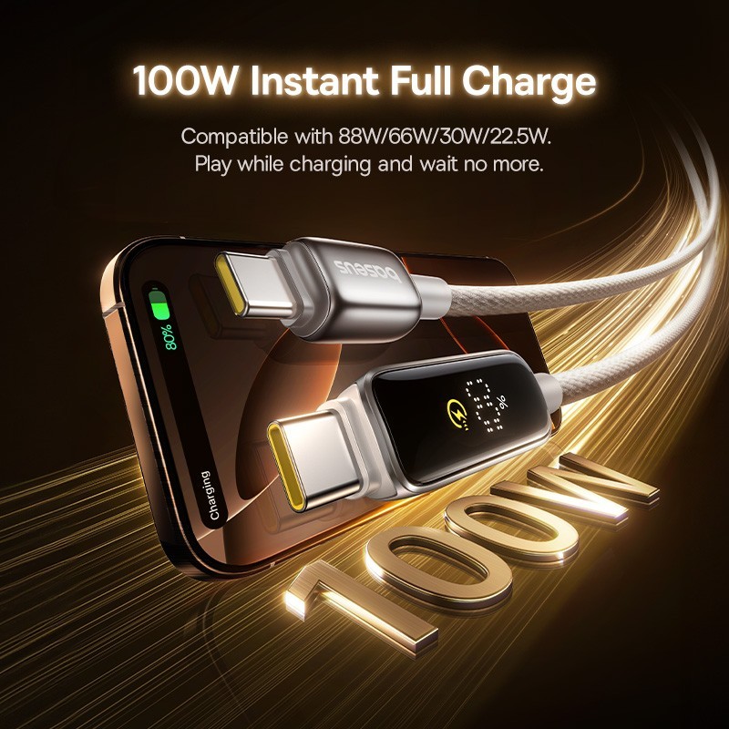 Baseus PD 100W USB C Fast Charging Cable for iPhone 16 15 Digital Display Cord gallery