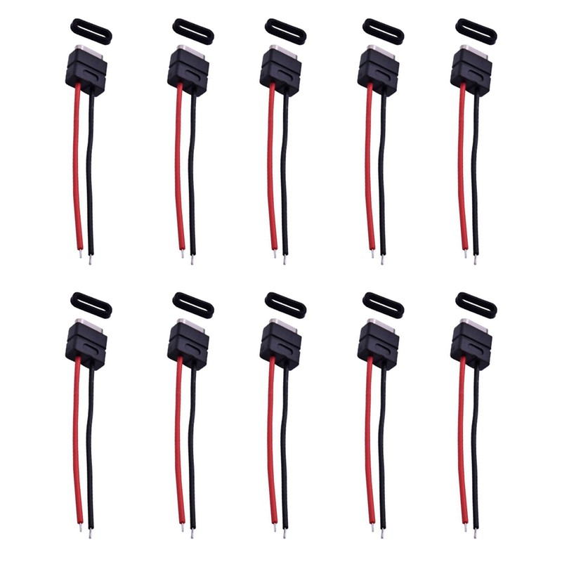 10PCS 5V IP67 USB 2.0 Type-C Connector Welding Wire Waterproof Female Socket