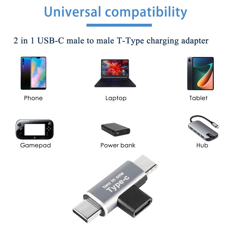 2 in 1 USB C Charging Power Splitter Adapter C 1 Female to 2 Male T-Charging ... gallery