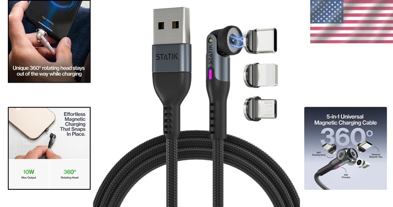 Magnetic Charging Cord - USB C to USB C, Micro USB, iProduct gallery