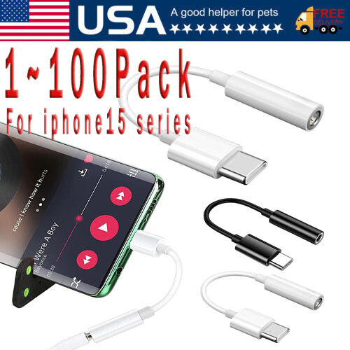 USB-C Type C to 3.5mm AUX Headphone Jack Adapter Lot For iPhone 15/Android Phone