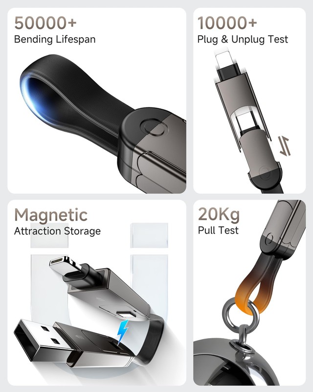 6-in-1 Keychain USB C Charger Cable, 60W Fas Charging Portable Universal Char... gallery