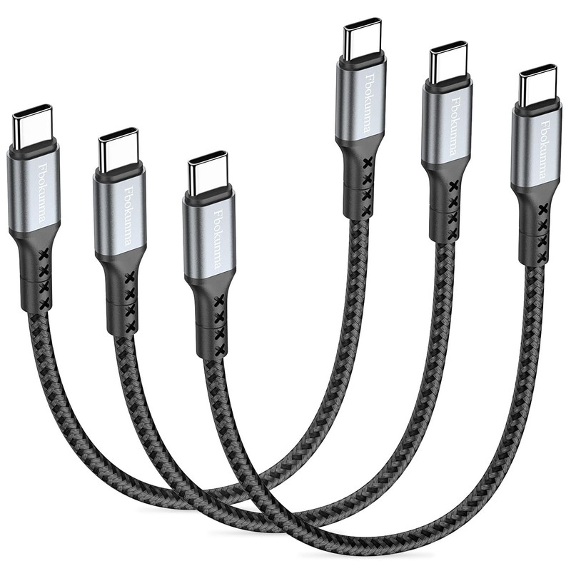 USB C to USB C Cable 1FT 65W Fast Charging Braided for iPhone 15 Pro/Samsung