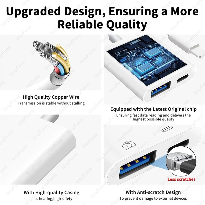 OTG USB Adapter with Charging Port for iPhone USB Camera Card Reader Flash Drive gallery