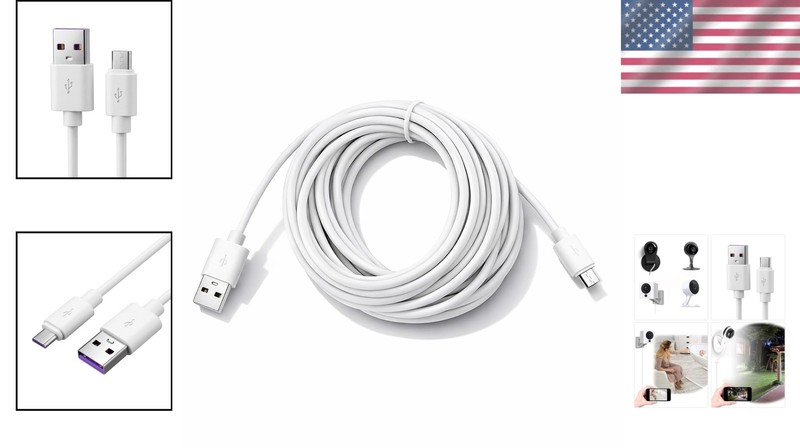 Versatile 13ft Micro USB Cable for Indoor & Outdoor Security Cameras - 480Mbps gallery