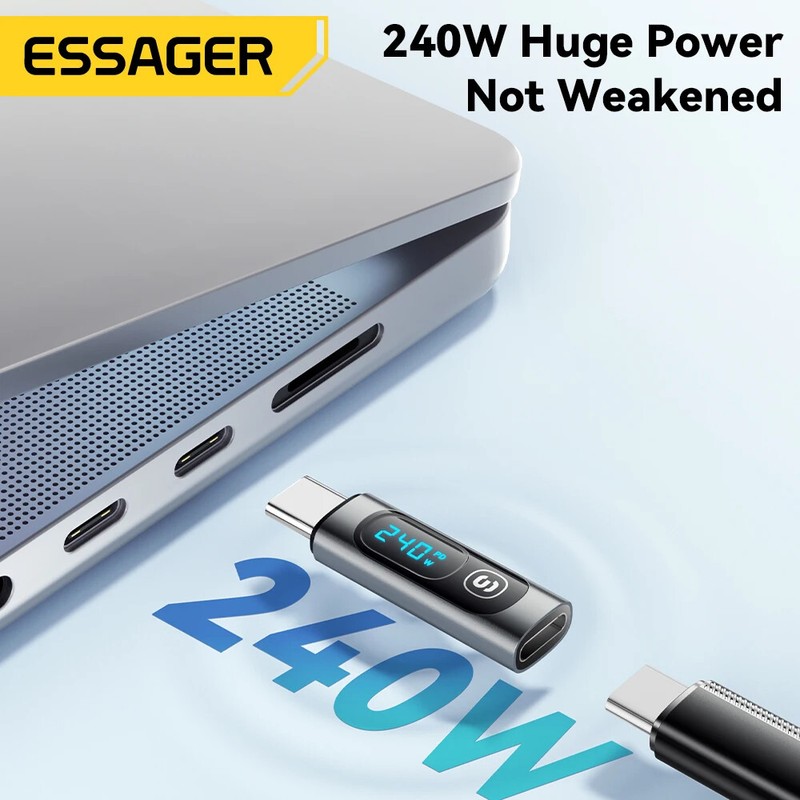 2PCS USB C 3.0 OTG Adapter Type C To Type C PD 240W Digital Display For Macbook gallery
