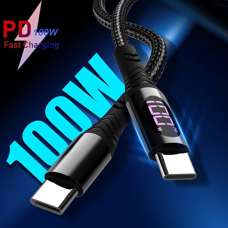 LED PD 100W USB C to USB C Cable Fast Charging Cord Charger for Samsung Android gallery