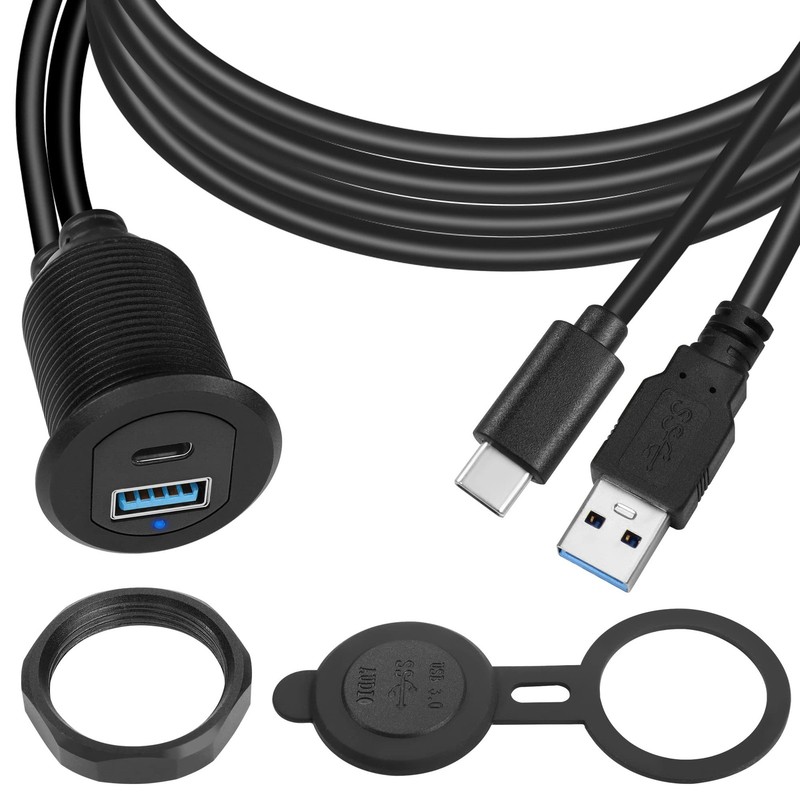 USB & USB 3.0 Threaded Fixed Embedded Car Waterproof Cable 5Gbps USB3.0 & USB…