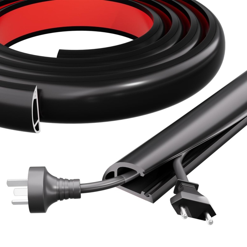 Kneelisa 4FT Side-Open Extension Cord Covers for Wires on 4 Feet, Black