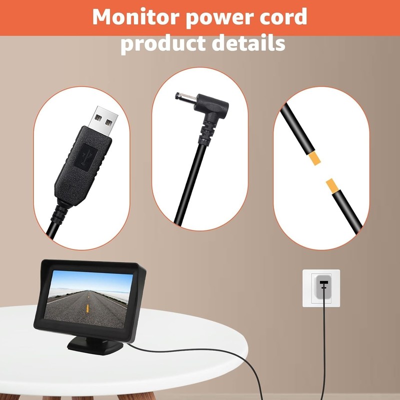 Furrion-Compatible 6.56ft USB to DC Car Charger Cable for Monitors & Cameras gallery