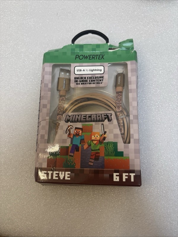 Minecraft Steve USB-A to iPhone 6′ Fast Charging Cable Tangle Resistant