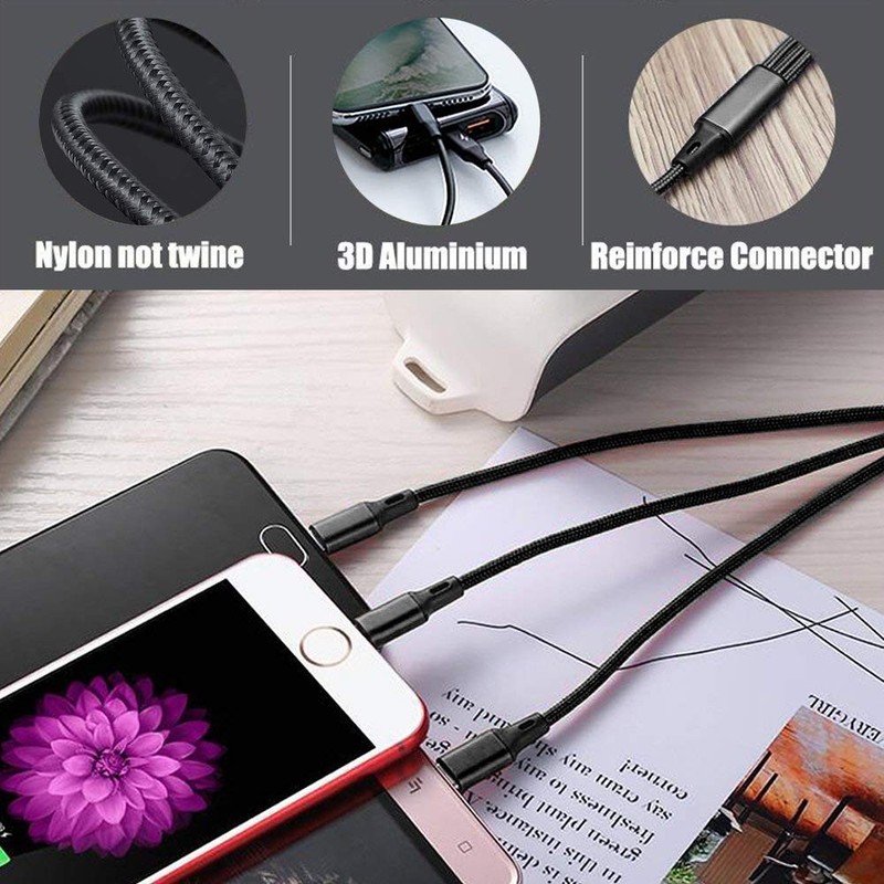 Multi Charging Cable, 2Pack Multi Charger Cable Short 1FT Braided Universal 3... gallery