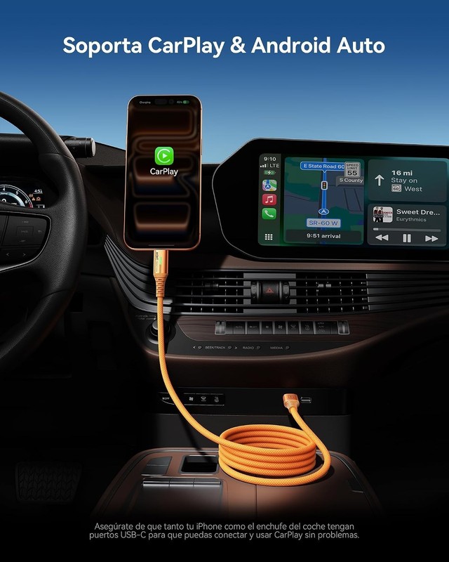 INIU 240W USB C to USB C Cable, [6.6ft+6.6ft] Fast Charging Type C, Orange | Nyl gallery