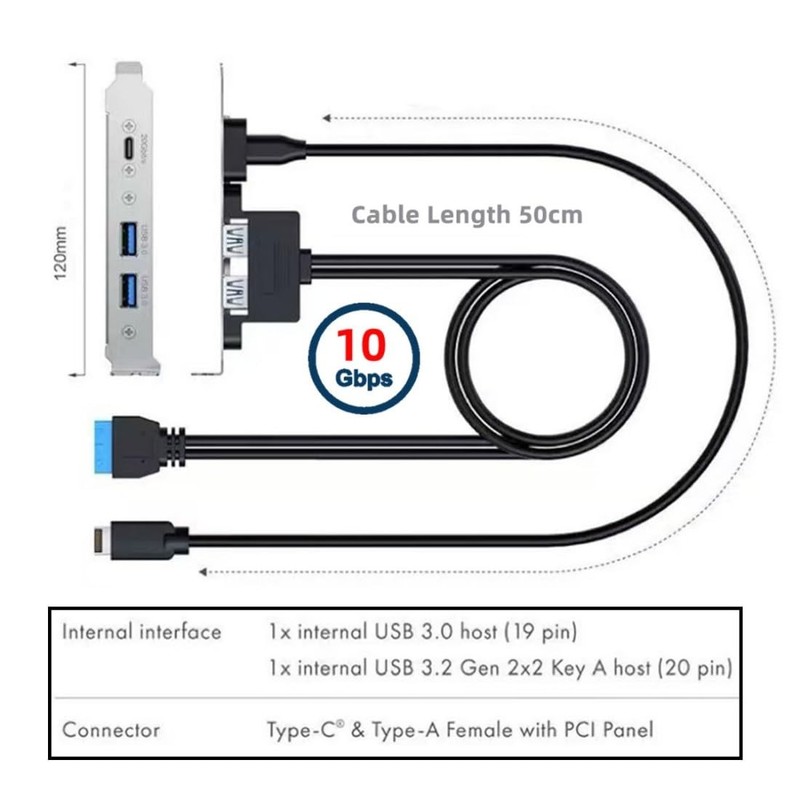 USB 3.0 Front Panel Header 19/20Pin & -to 2 USB 3.0 & USB Female Chassis Back... gallery