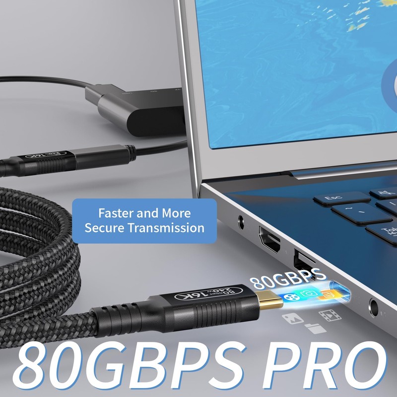 3.3ft 1m USBC Extension Cable Compatible Thunderbolt 5/4/3 80Gbps PD 240W gallery