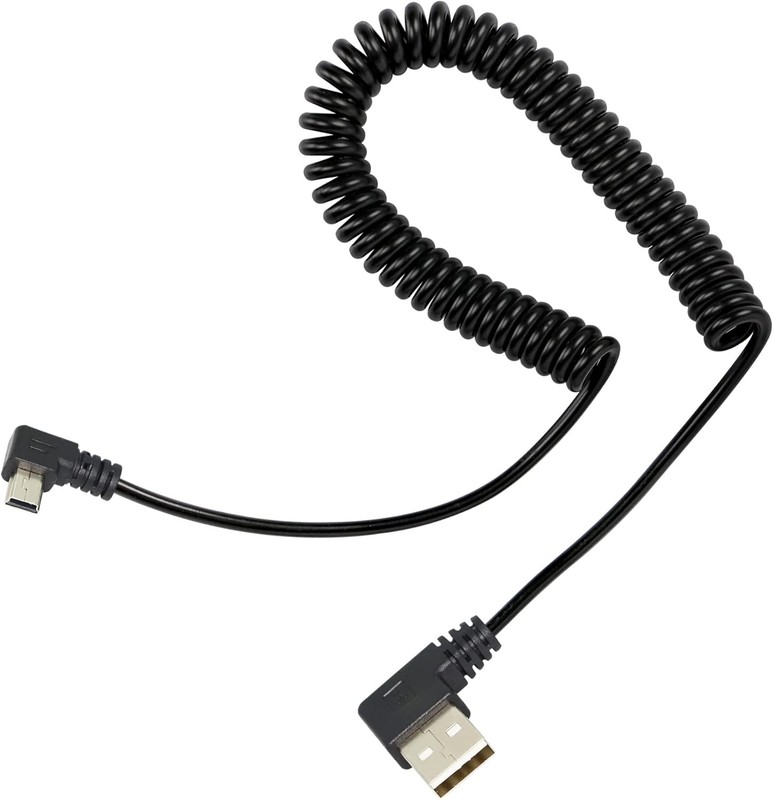 RIIEYOCA Mini USB Coiled Cable, Right Angle Sync & Charging Spring Spiral Cord f