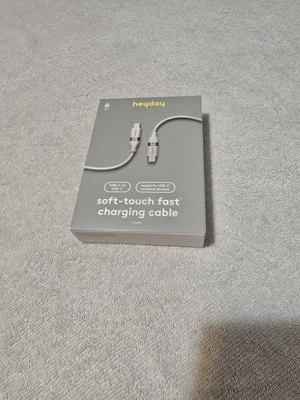 Heyday 6ft USB-C to USB-C Soft-Touch Fast Charging Cable White 240W New