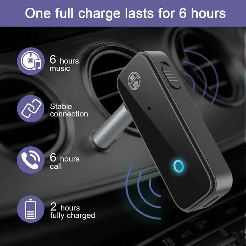 2 Pack Aux Bluetooth Adapter for Car, 2 in 1 Bluetooth 5.3 Transmitter Receiv... gallery