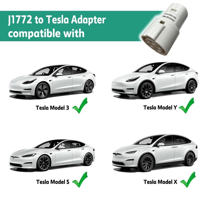 J1772 to Tesla Charging Adapter Support 60 Amp / 250V AC Compatible with SAE ... gallery